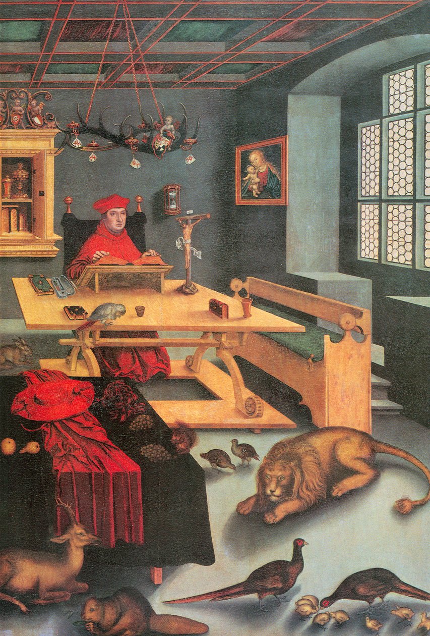 Kardinál Albrecht Braniborský jako svatý Jeroným od Lucas Cranach the Elder