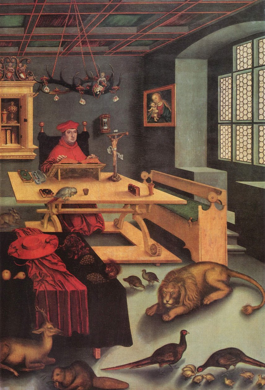 Kardinál Albrecht Braniborský jako svatý Jeroným od Lucas Cranach the Elder