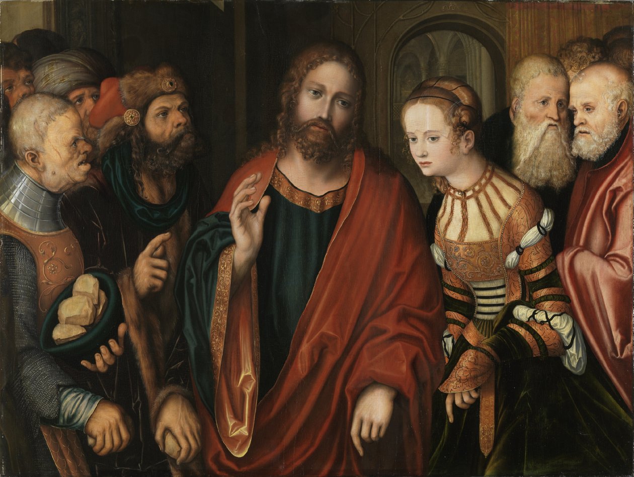 Kristus a žena přistižená v cizoložství od Lucas Cranach the Elder