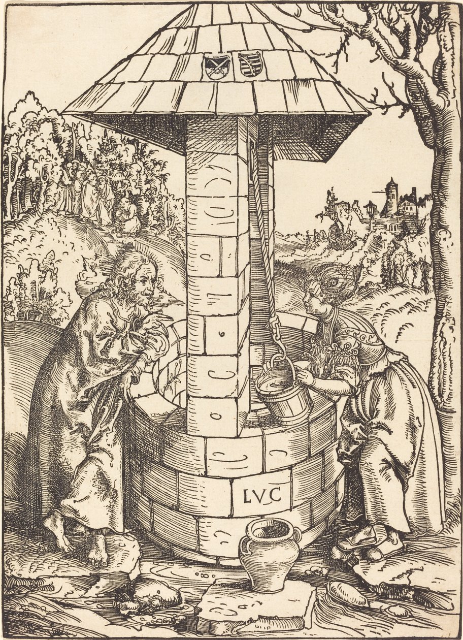 Kristus a žena Samaří od Lucas Cranach the Elder