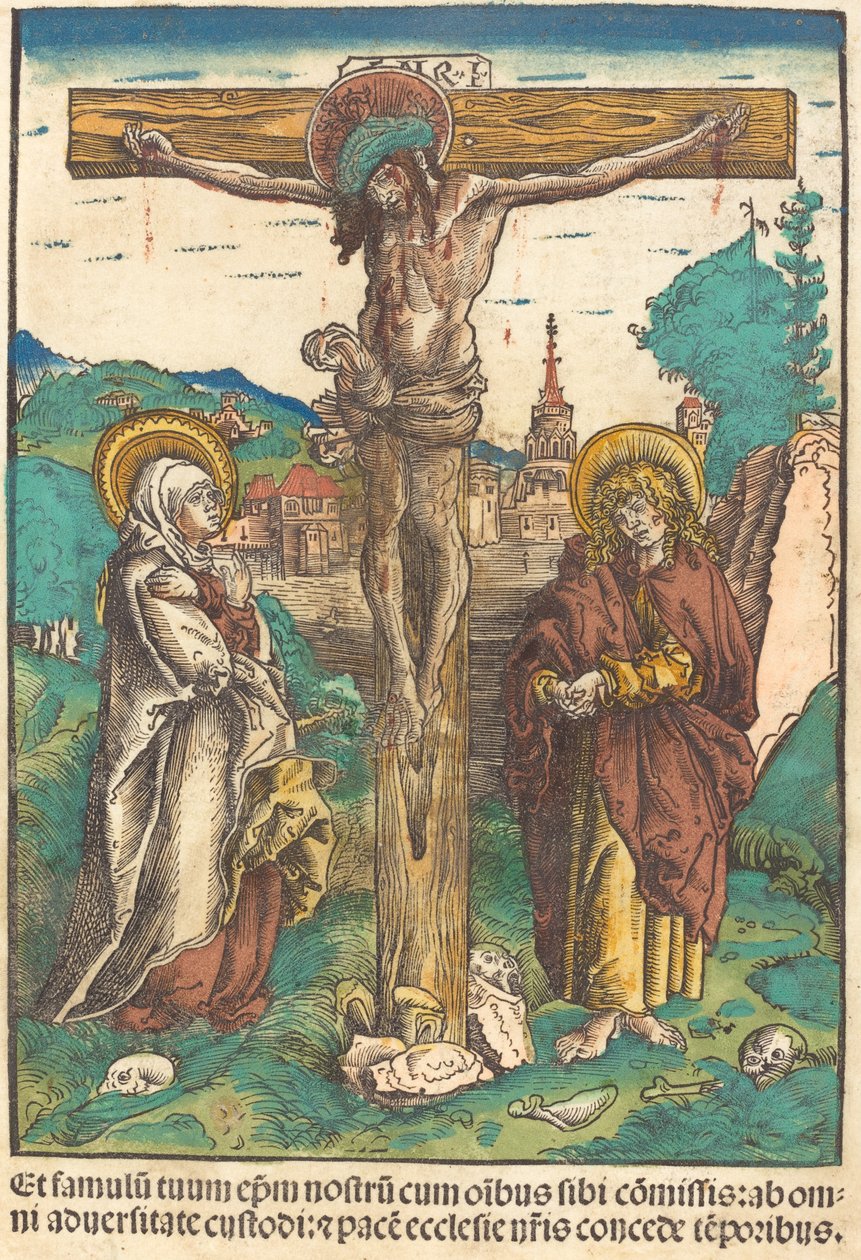 Kristus na kříži mezi Pannou Marií a svatým Janem od Lucas Cranach the Elder