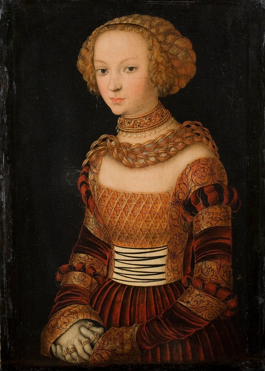 Dánština: Portrét mladé ženy. Princezna Emilie Saská  Portrét mladé ženy. Princezna Emilie Saská od Lucas Cranach the Elder