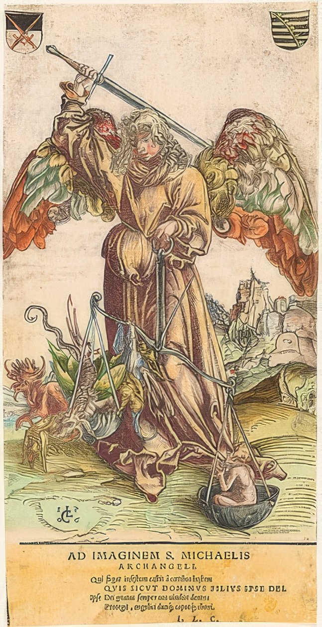 Svatý Michael jako vážící duše od Lucas Cranach the Elder