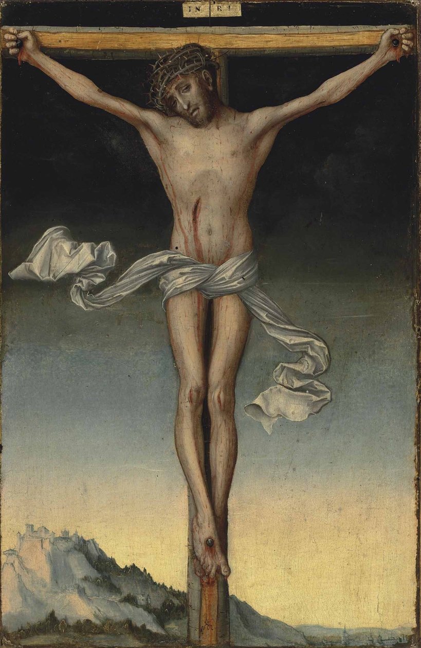 Německy: Christus am Kreuz Kristus na kříži od Lucas Cranach the Elder