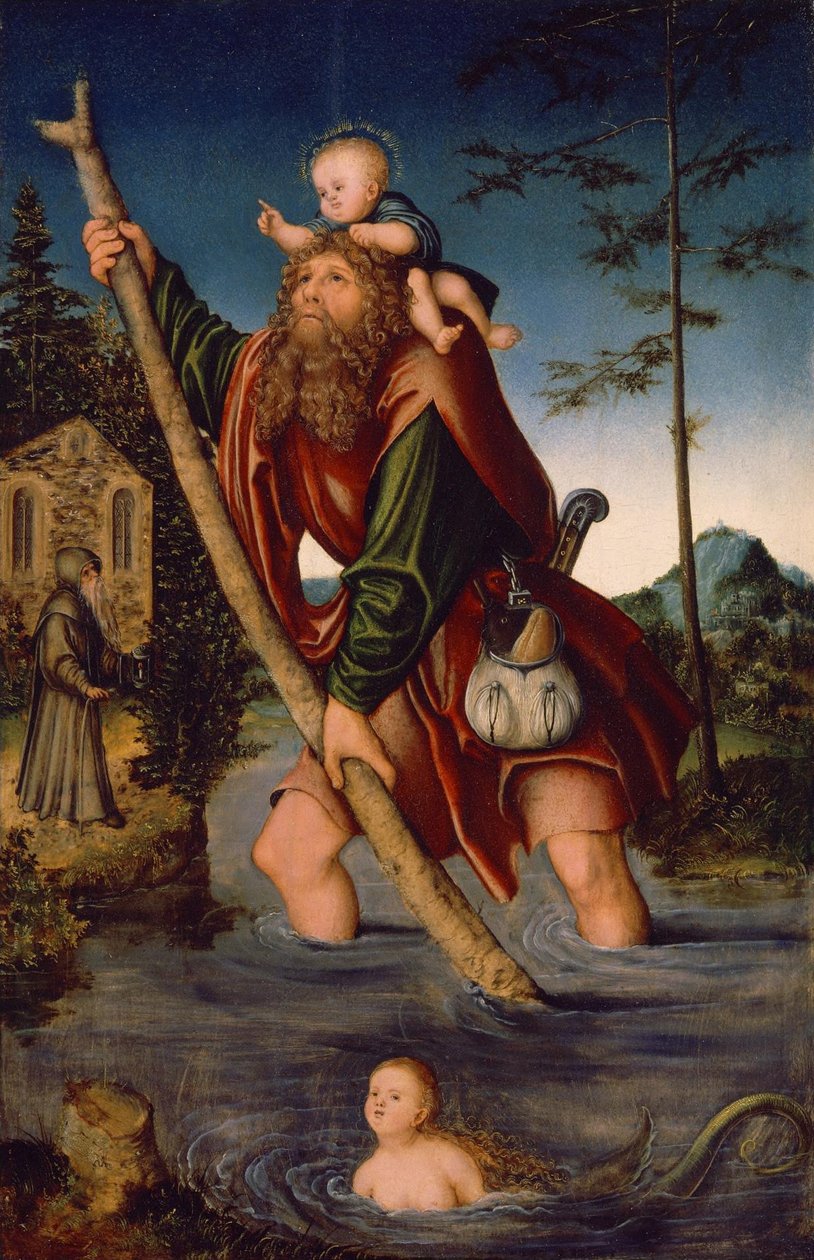 Německy: Der heilige Christophorus Saint Christopher od Lucas Cranach the Elder