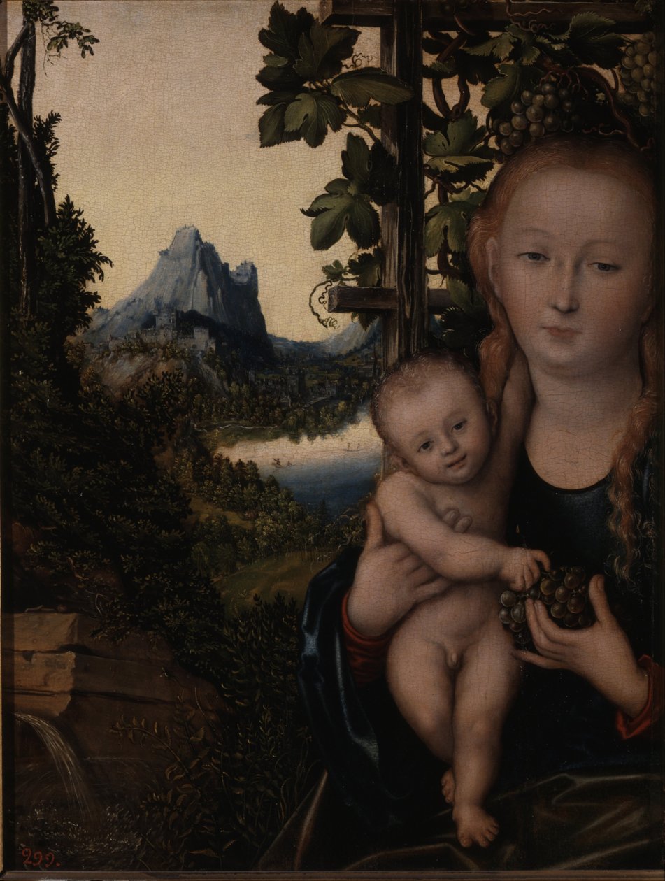 Německy: Die Madonna vor der Weinlaube Panna Marie v hroznovém altánu od Lucas Cranach the Elder