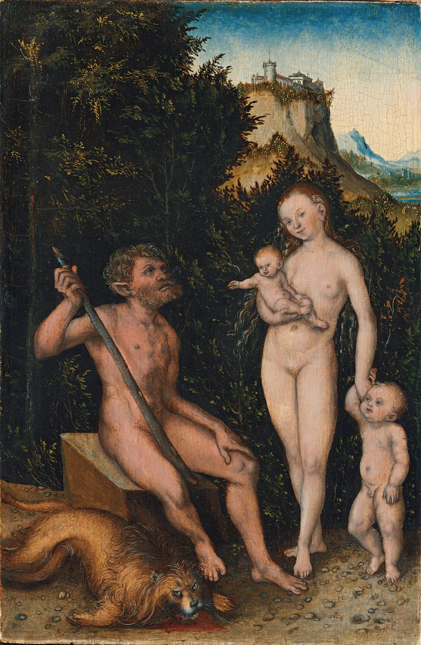 Německy: Familie der Naturmenschen / Faunenfamilie Rodina divokých mužů / Rodina faunů od Lucas Cranach the Elder