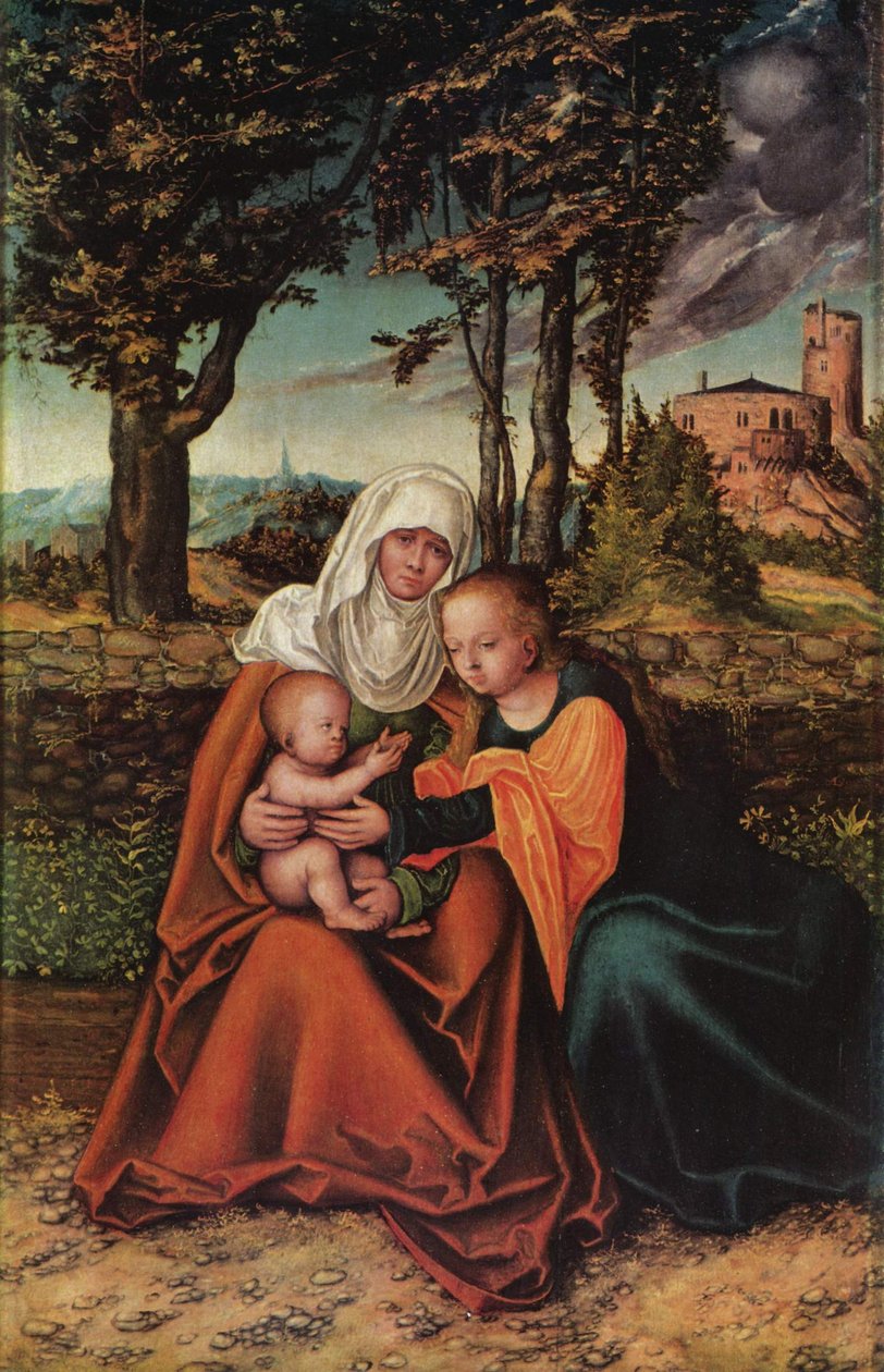 Německy: Hl. Anna Selbdritt Panna s dítětem a svatou Annou od Lucas Cranach the Elder