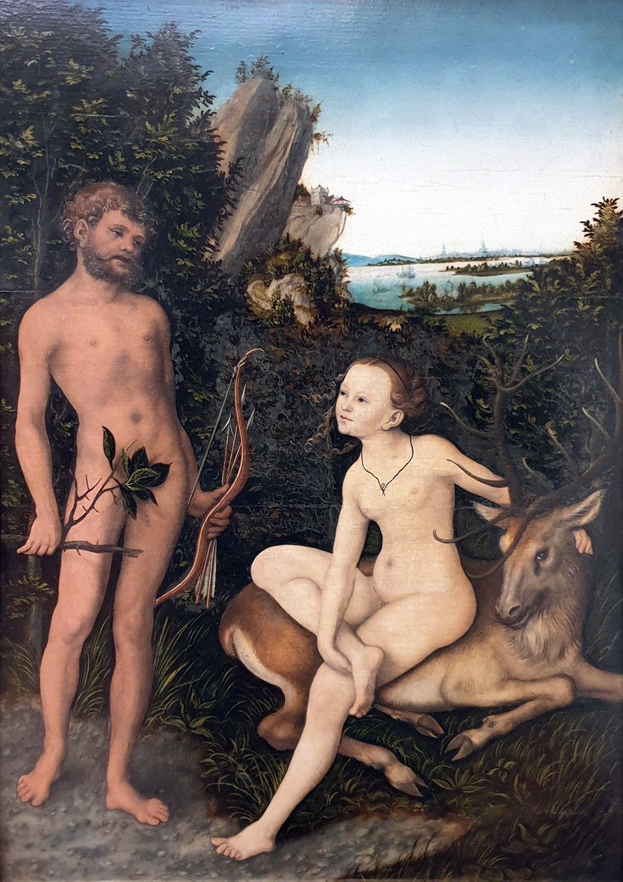 Německy: Landschaft mit Apoll und Diana Apollo a Diana v zalesněné krajině od Lucas Cranach the Elder