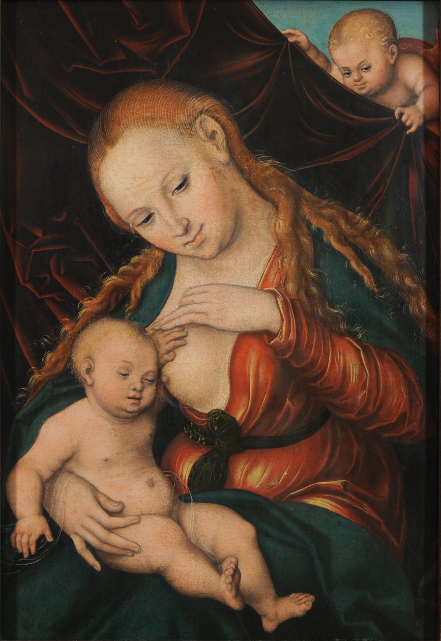 Německy: Madonna, dem Christkind die Brust reichend Panna kojící dítě od Lucas Cranach the Elder