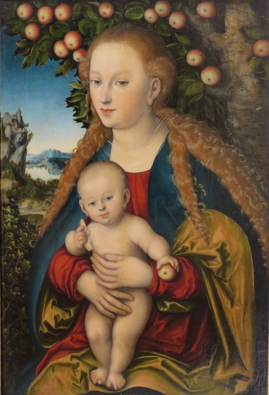 Německy: Madonna und Kind unter dem Apfelbaum Madona s dítětem pod jabloní / Panna s dítětem pod jabloní od Lucas Cranach the Elder