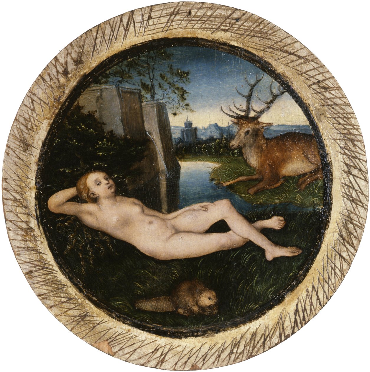 Německy: Odpočívající jarní nymfa Ležící nymfa od Lucas Cranach the Elder