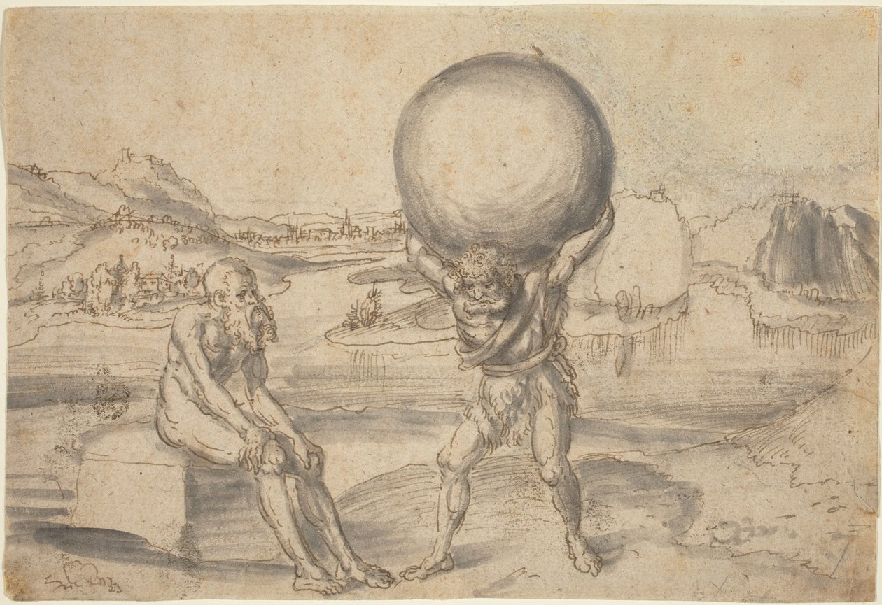 Herkules odlehčující atlas zeměkoule od Lucas Cranach the Elder