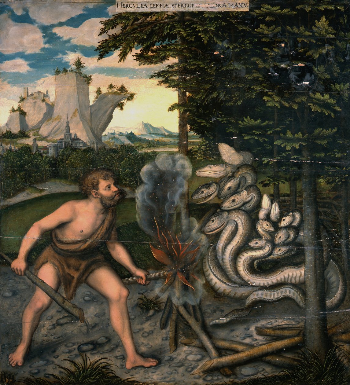 Herkules a lernajská hydra z Herkulových prací od Lucas Cranach the Elder
