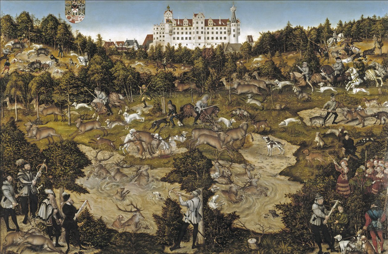 Lov na počest císaře Karla V. na zámku Torgau od Lucas Cranach the Elder