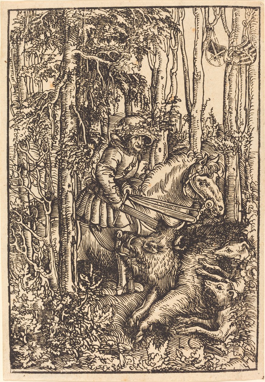 Lovec na koni Lov na divoké prase od Lucas Cranach the Elder