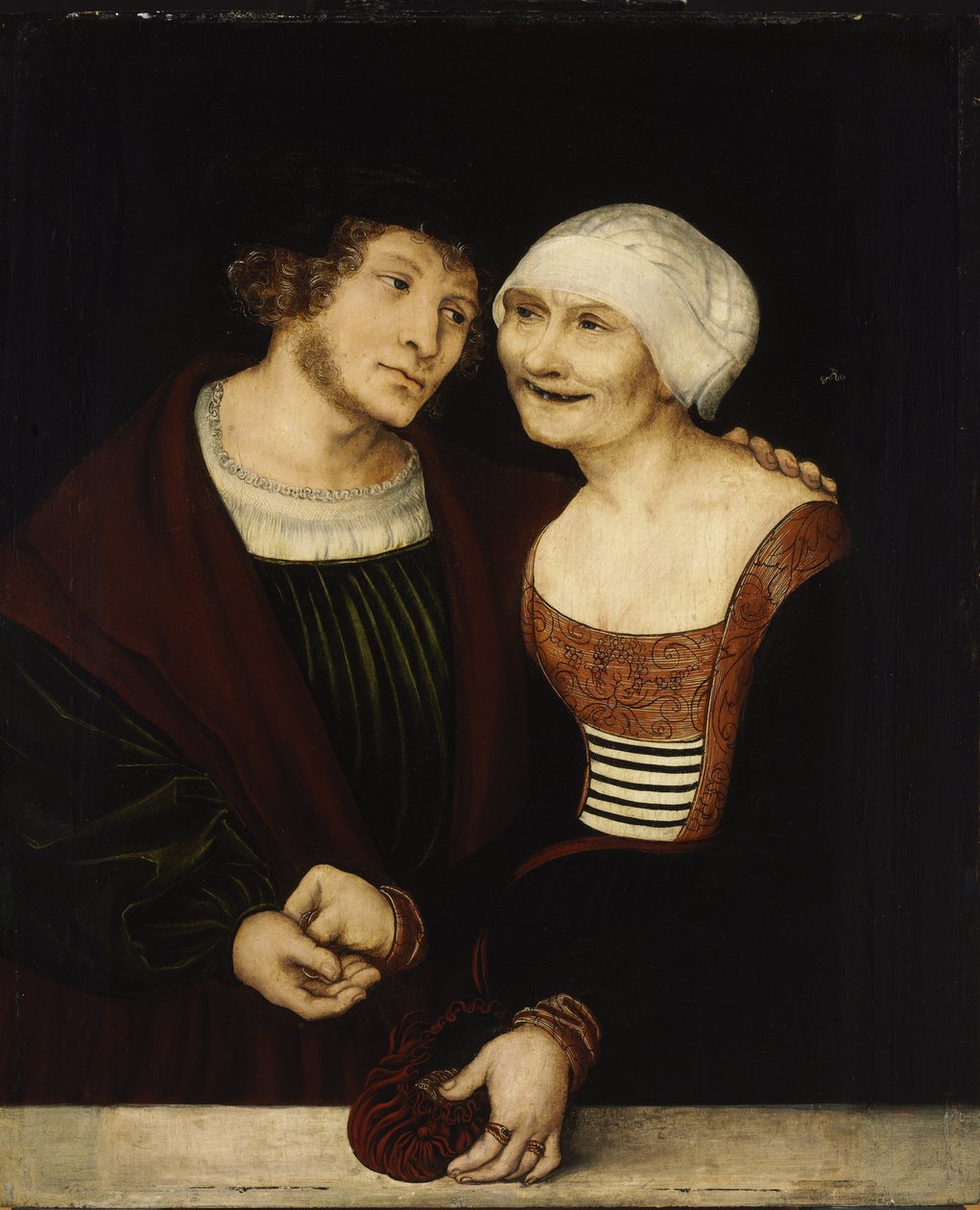 Nesourodý pár: Mladý muž a stará žena od Lucas Cranach the Elder