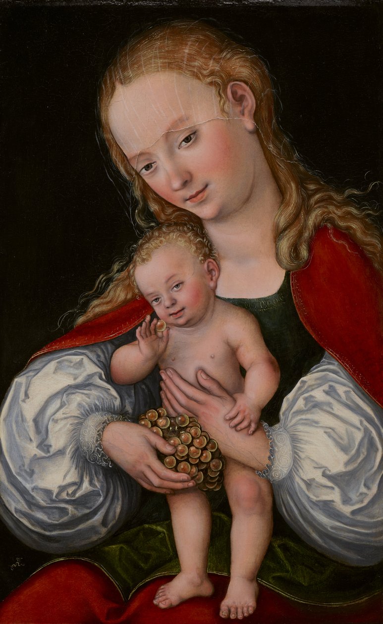 Madona s dítětem a hrozny od Lucas Cranach the Elder