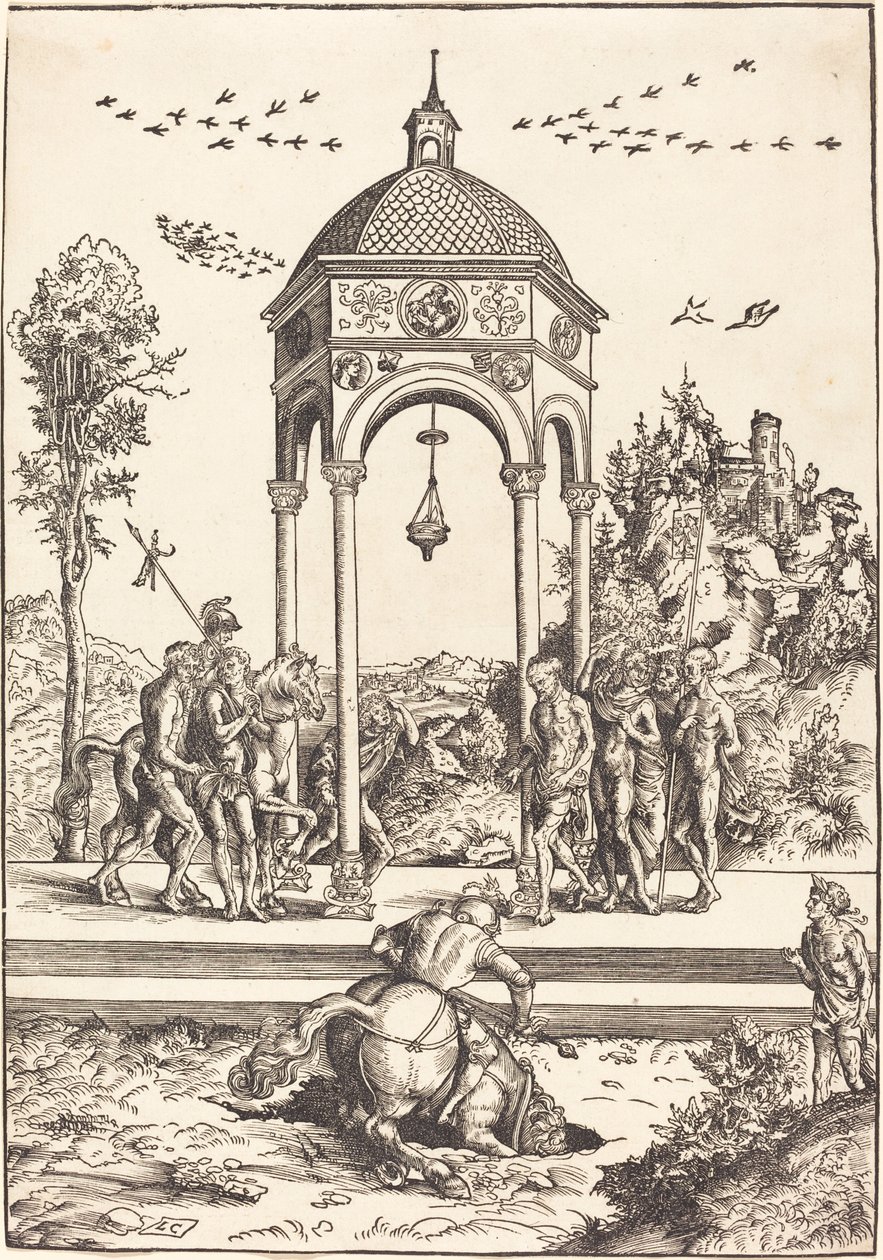 Marcus Curtius vrhající se do propasti od Lucas Cranach the Elder