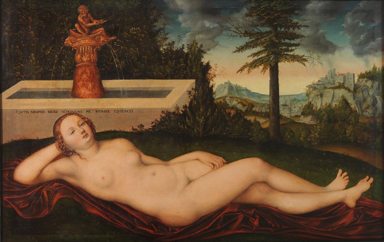 Ležící říční víla u fontány od Lucas Cranach the Elder