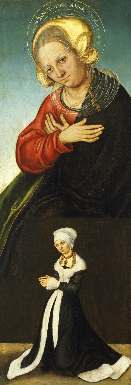 Svatá Anna s vévodkyní Barborou Saskou jako donátorkou, asi 1514 od Lucas Cranach the Elder