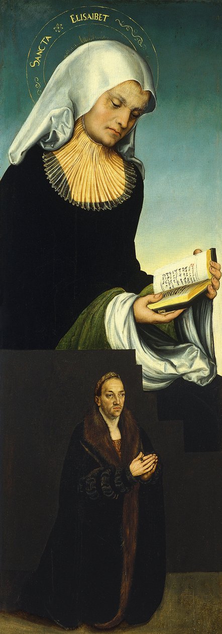 Svatá Alžběta s vévodou Jiřím Saským jako donátorem, cca 1514 od Lucas Cranach the Elder