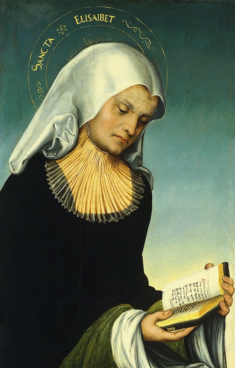 Svatá Alžběta s Jiřím, vévodou saským jako dárcem [recto, levé křídlo] od Lucas Cranach the Elder