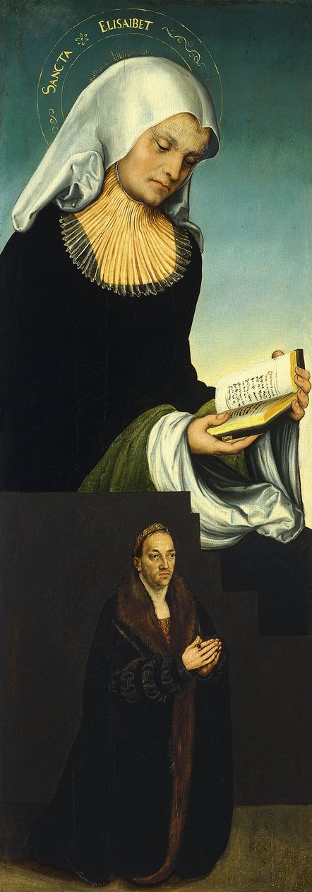 Svatá Alžběta s Jiřím, vévodou saským jako dárcem [recto, levé křídlo] od Lucas Cranach the Elder