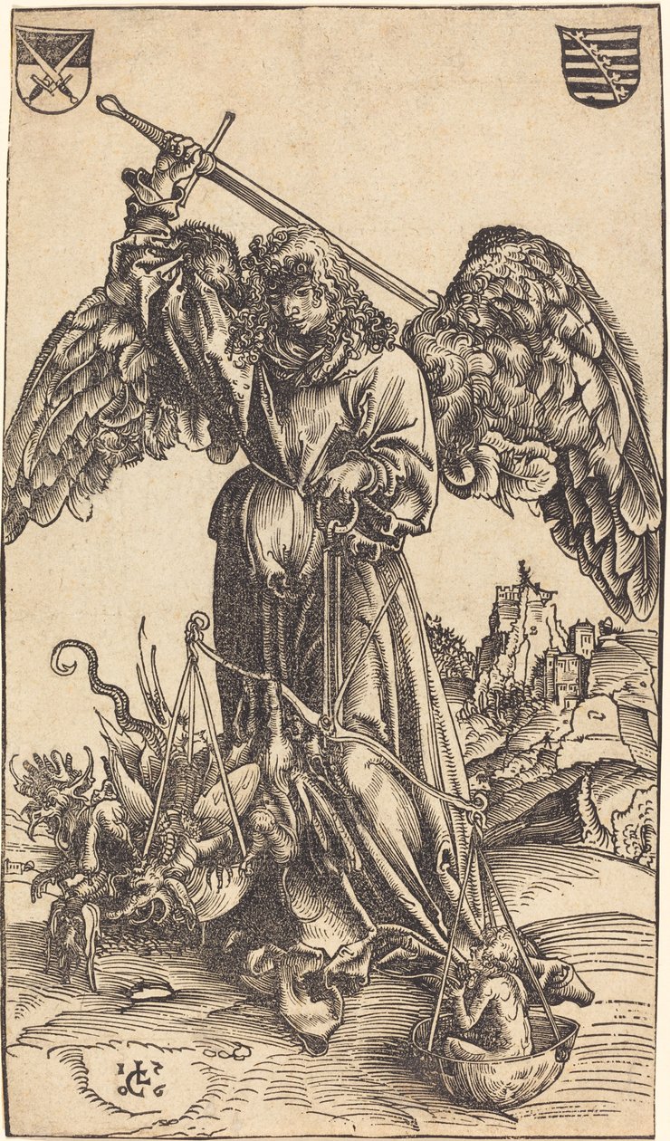 Archanděl Michael vážící duši od Lucas Cranach the Elder