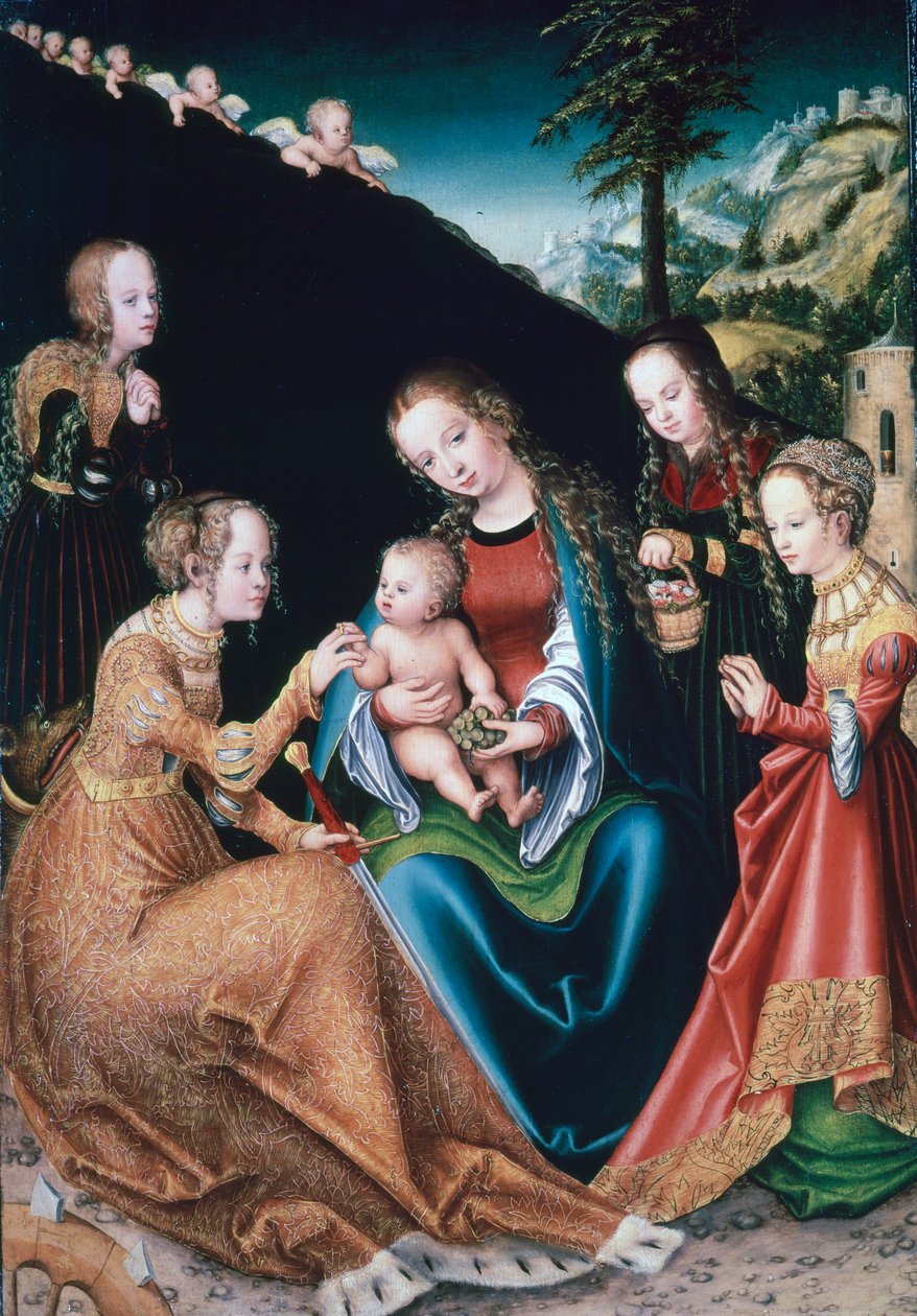 Mystická svatba svaté Kateřiny, 1516-1518 od Lucas Cranach the Elder