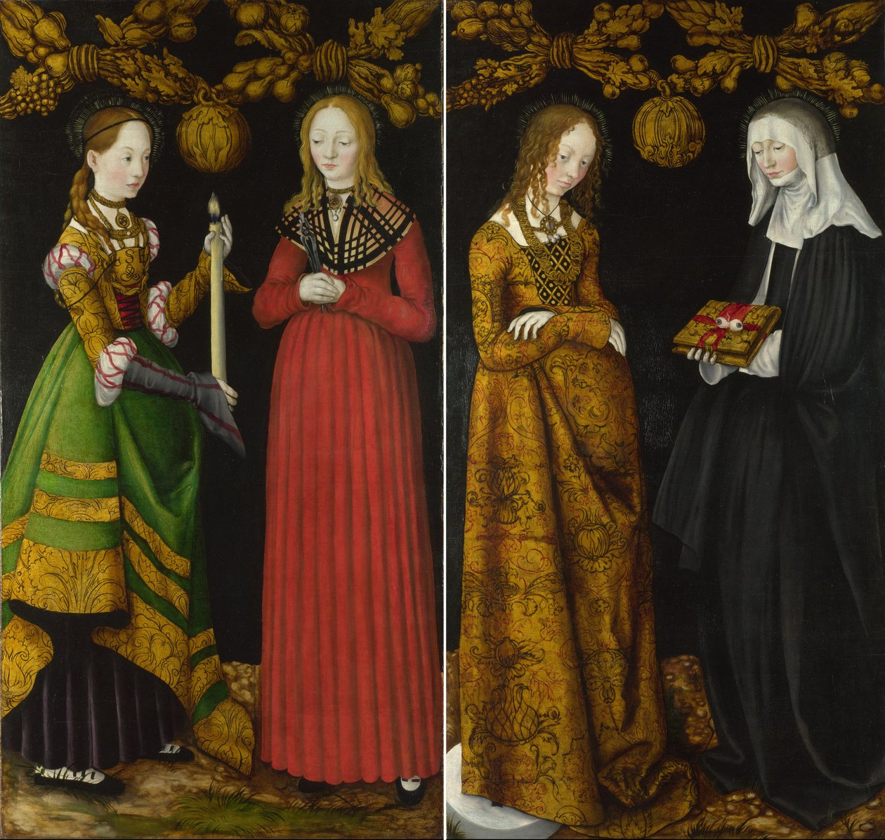 Svatí Genevieve a Apollonia a Svatí Christina a Ottilia od Lucas Cranach the Elder
