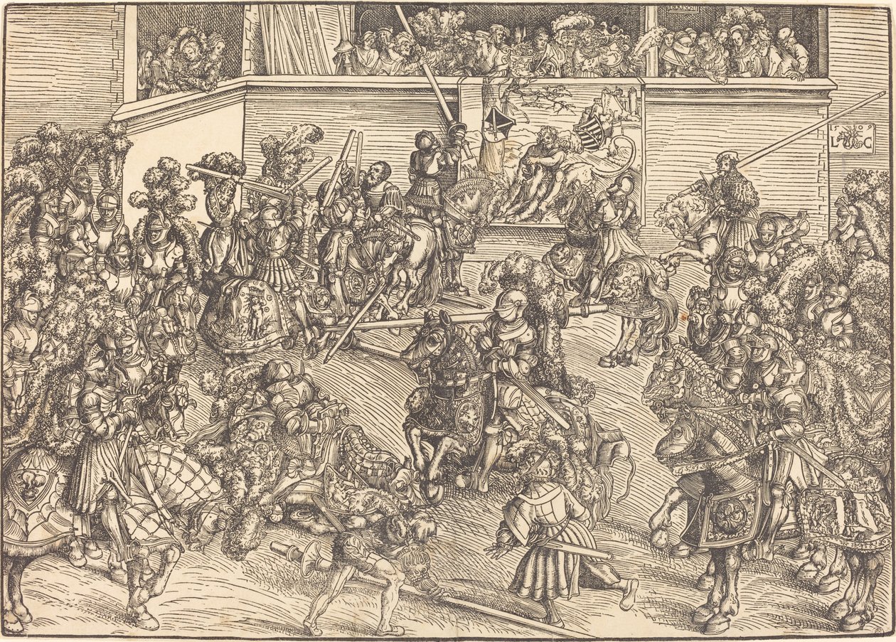 Druhý turnaj s tapiserií Samsona a lva od Lucas Cranach the Elder