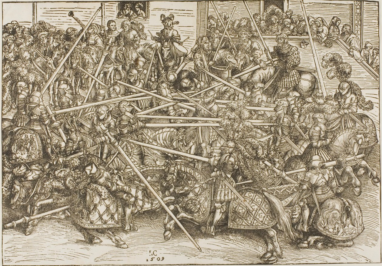 Třetí turnaj s rytíři lámajícími kopí od Lucas Cranach the Elder
