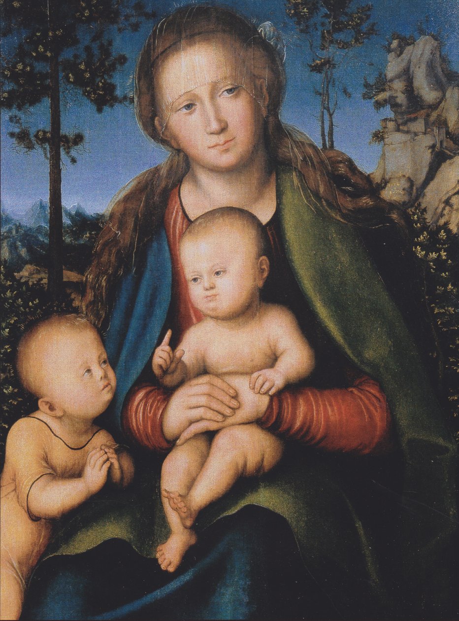 Panna Marie s dítětem a svatý Jan od Lucas Cranach the Elder