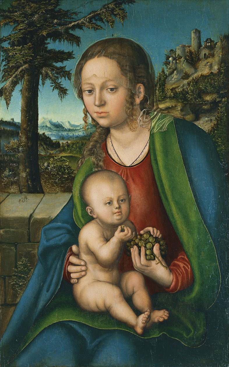 Panna s dítětem s hroznem, cca 1509-1510 od Lucas Cranach the Elder