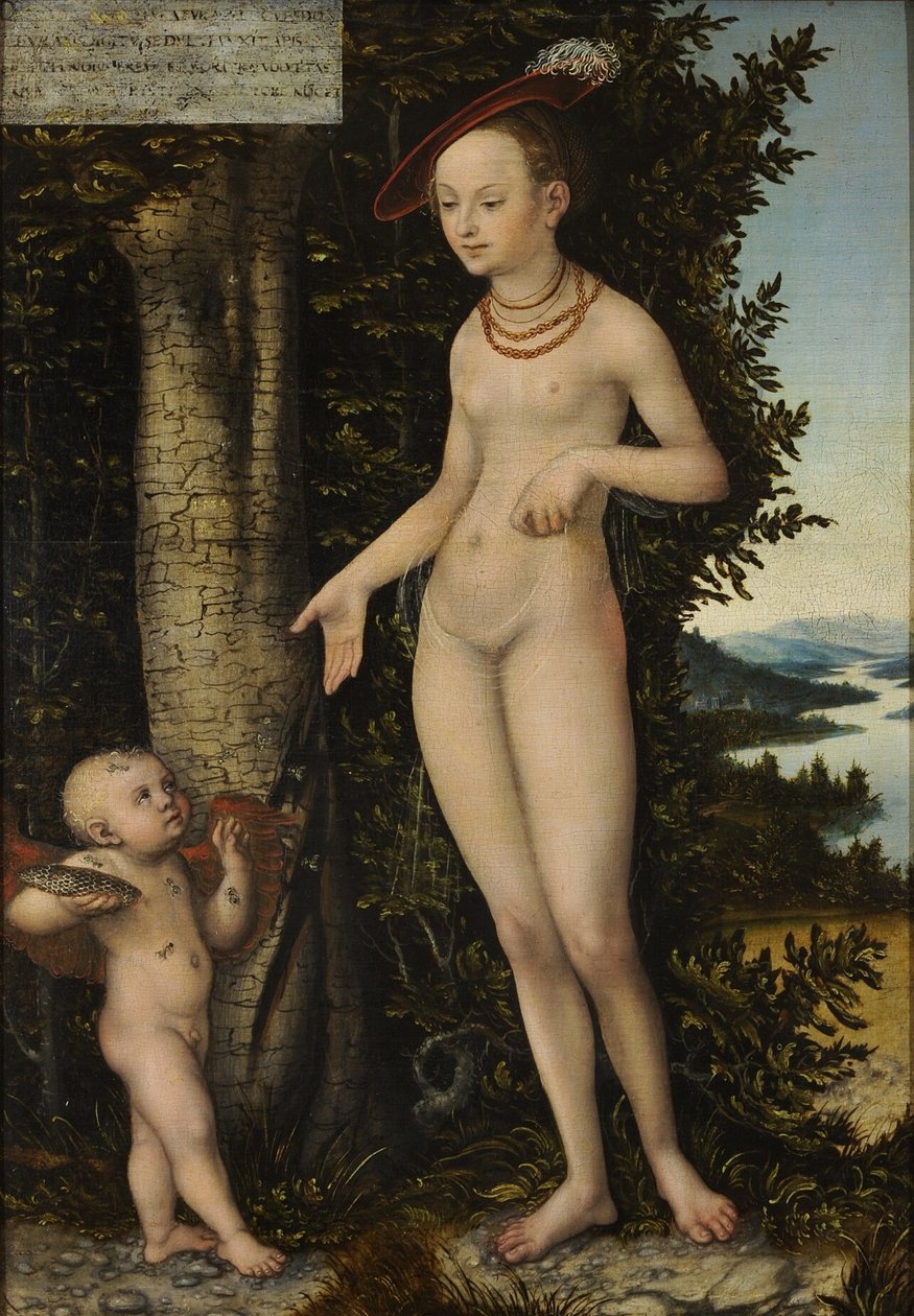 Venuše s Cupidem, zlodějem medu od Lucas Cranach the Elder