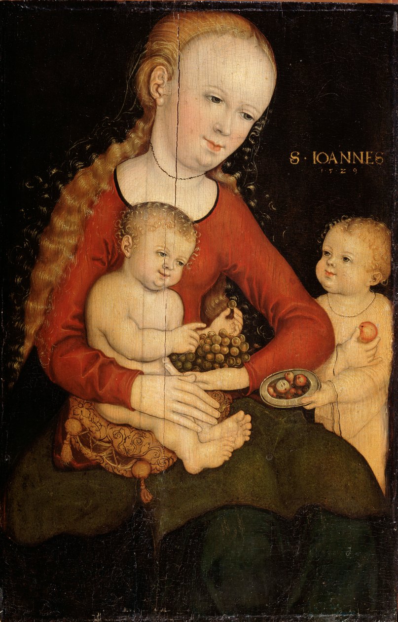 Panna a dítě s Janem Křtitelem jako chlapec“. od Lucas Cranach the Elder