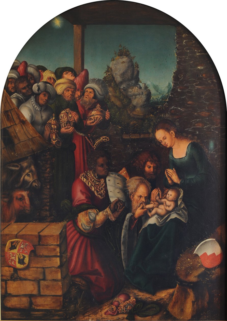 Německy: Die Anbetung der Heiligen Drei Könige Klanění mudrců od Lucas Cranach the Elder and workshop