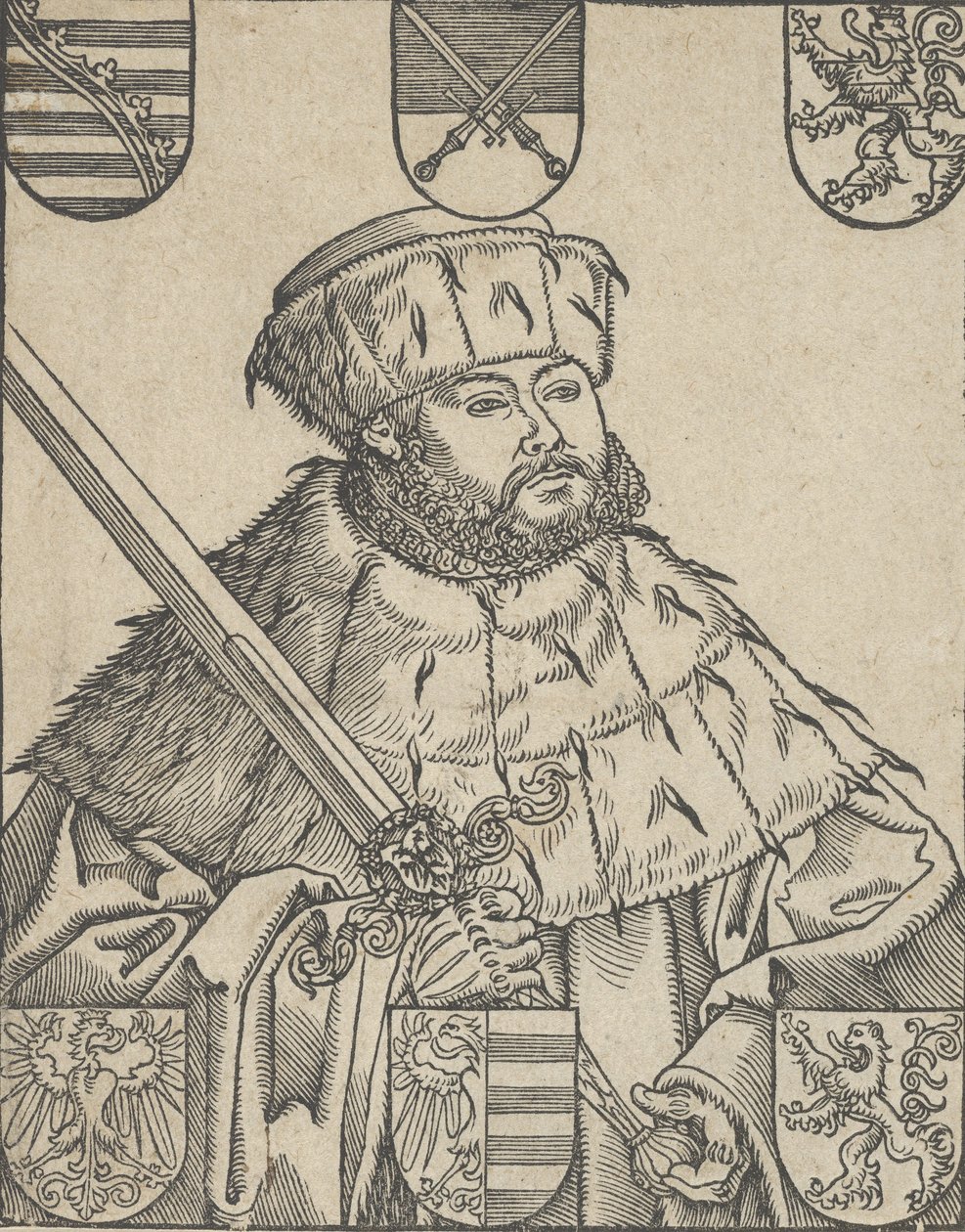 Kopie Johna Frederika Velkomyslného ve volebním rouchu od Lucas Cranach the Younger  