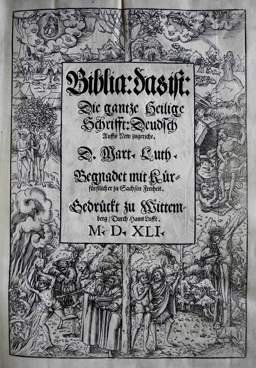 Návrh obálky Biblia od Martina Luthera, 1541. od Lucas Cranach the Younger