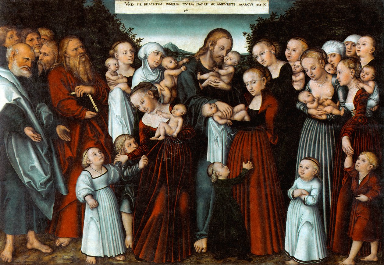 Německy: Christus segnet die Kinder Kristus žehná dětem od Lucas Cranach the Younger