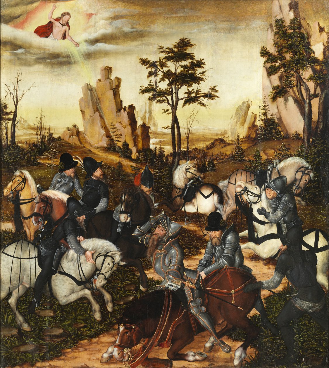 Německy: Die Bekehrung des Paulus Obrácení svatého Pavla od Lucas Cranach the Younger