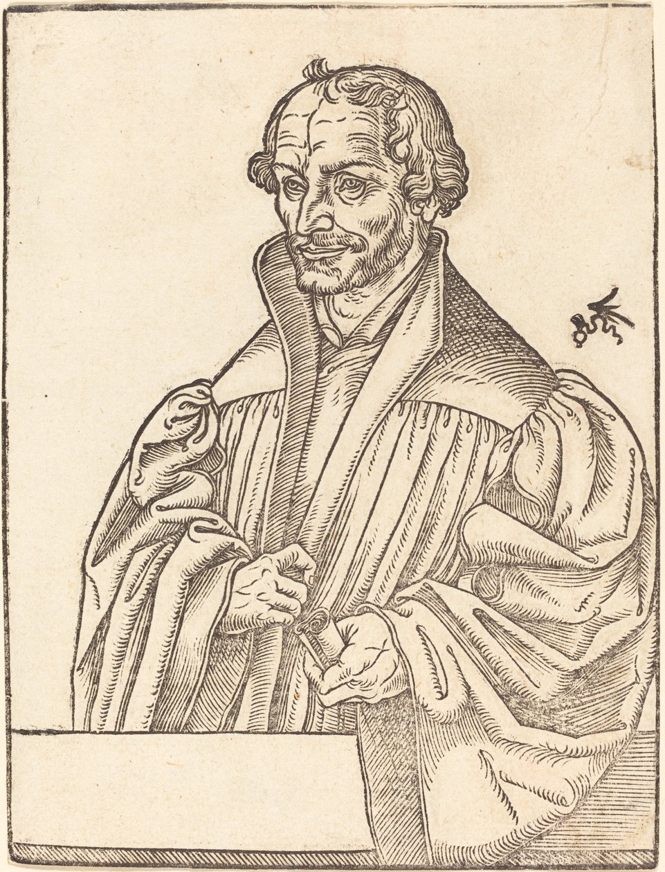 Philip Melanchton, Polodélka doleva, stojící za prsou od Lucas Cranach the Younger