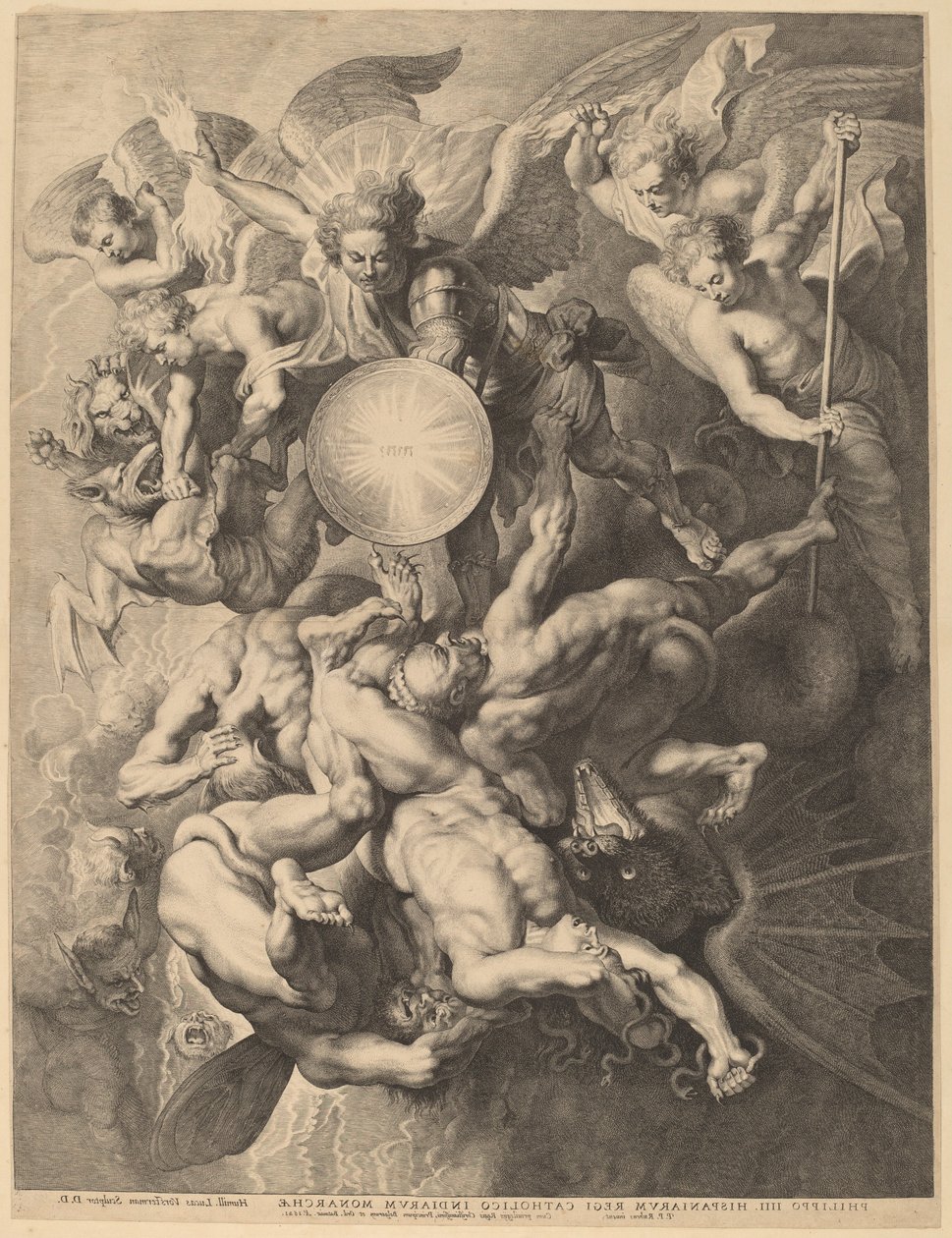 Pád rebelských andělů od Lucas Emil Vorsterman after Sir Peter Paul Rubens