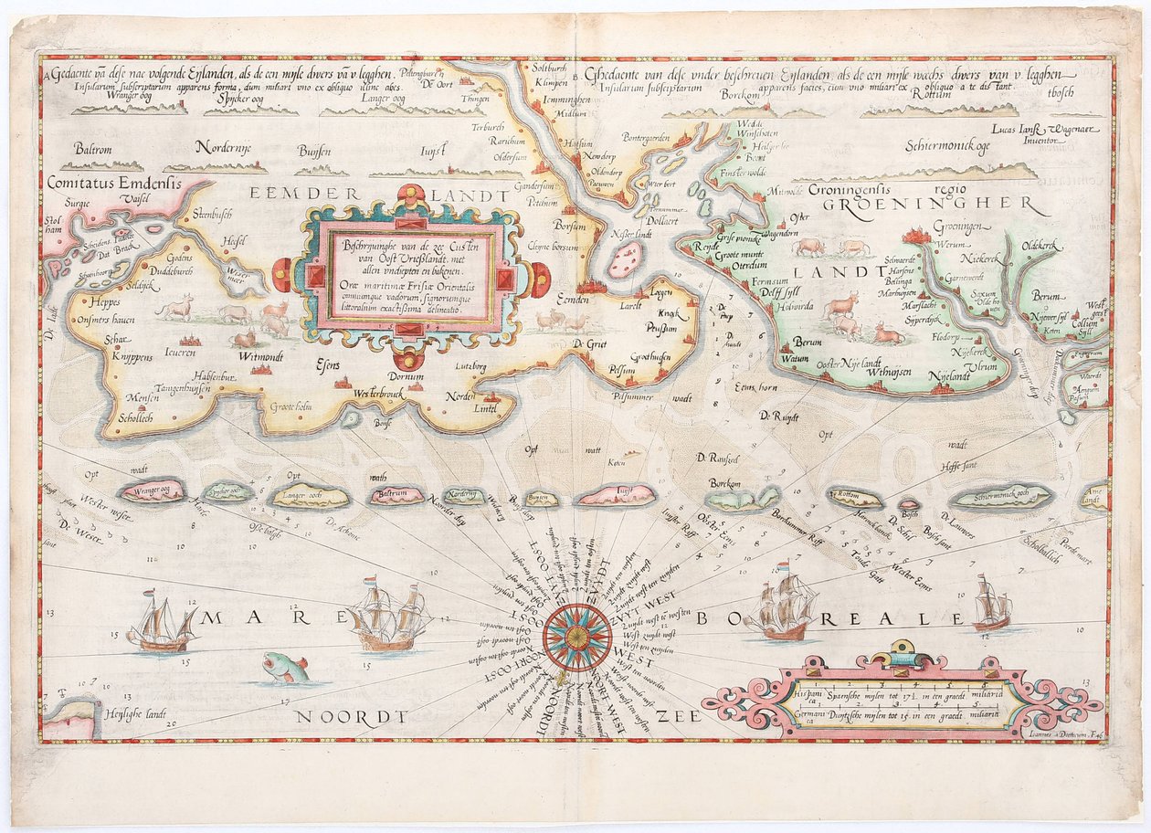 Východní Frísko 1584, Waghenaer od Lucas Janszoon Waghenaer