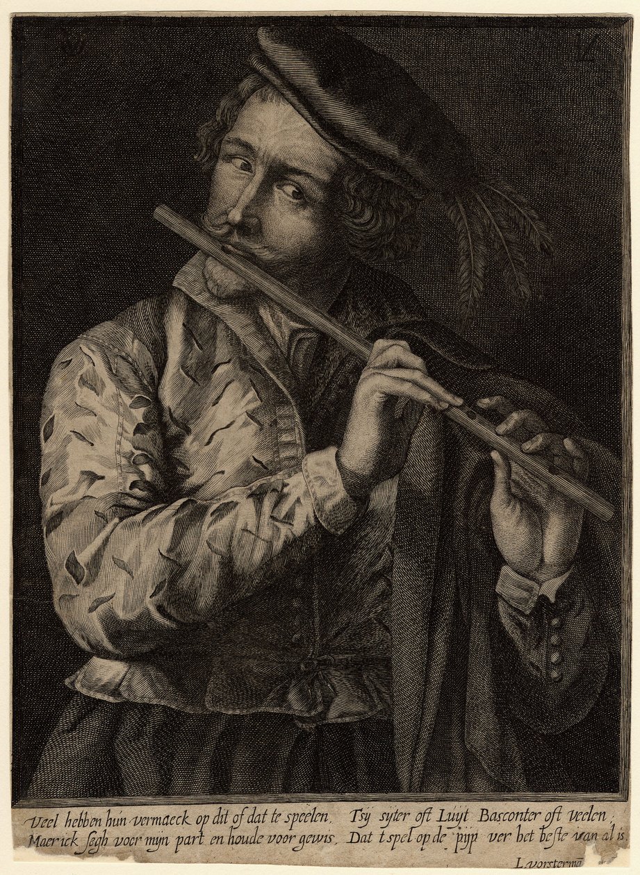 Hráč na flétnu od Lucas Vorsterman the Elder