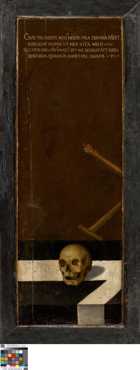 Jan Křtitel (levé křídlo), Dárce (pravé křídlo), Zátiší Vanitas (zavřené) od Lucas de Heere