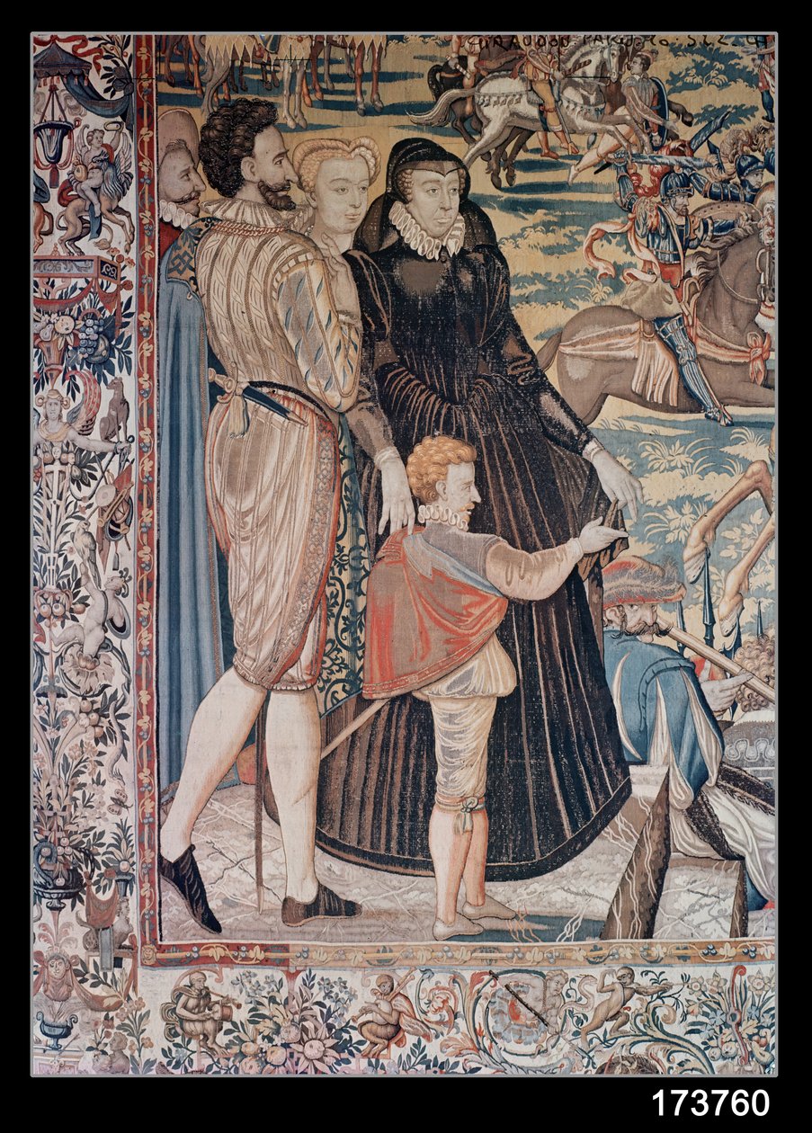 Turnaj, vyrobený bruselskou dílnou, c.1582-85 (tapisérie) (detail) od Lucas de Heere