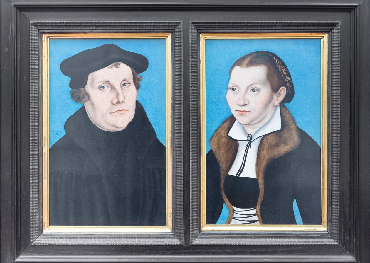 Portréty Martina Luthera a jeho manželky Kathariny von Bora od Lucas the Elder (workshop of) Cranach