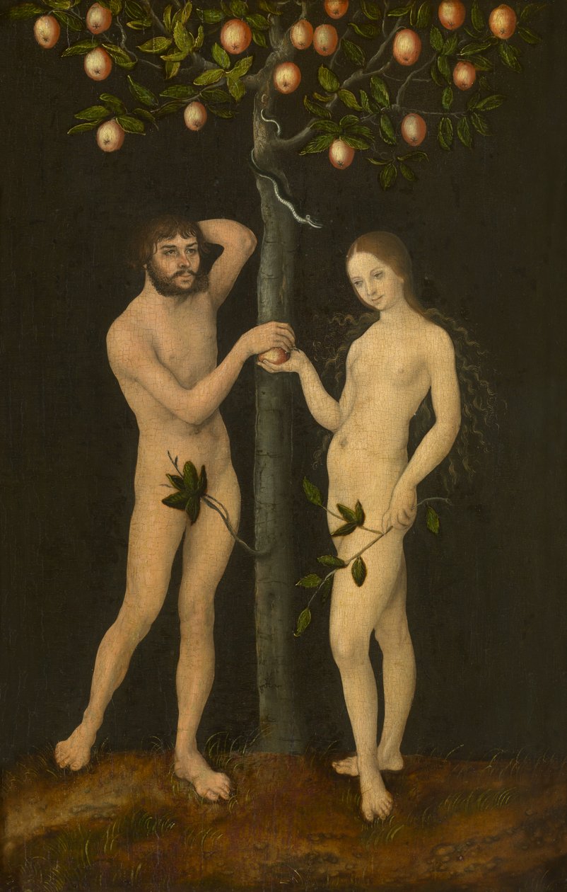 Adam a Eva (olej na panelu) od Lucas the Elder Cranach